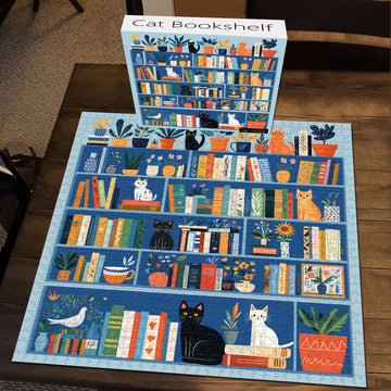 Cat Bookshelf puzzle puzzle 1000 pezzi